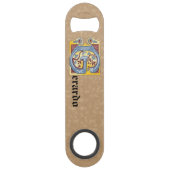 四角形の青と赤のツタの照明付き文字G スピード栓抜き (正面)