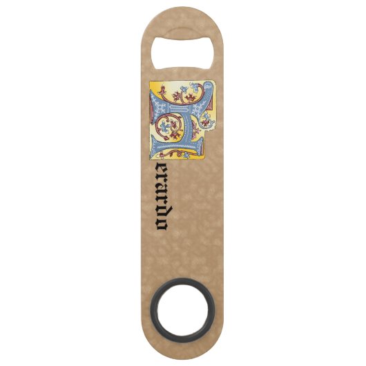 四角形の青と赤のツタの照明付き文字H スピード栓抜き (裏面)