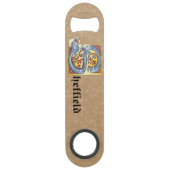 四角形の青と赤のツタの照明付き文字S スピード栓抜き (裏面)