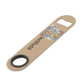 四角形の青と赤のツタの照明付き文字S スピード栓抜き (裏面アングル)