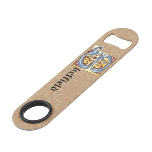 四角形の青と赤のツタの照明付き文字S スピード栓抜き (裏面アングル)