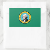 四角形シール(ワシントン州旗州) 長方形シール (バッグ)