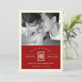 四角形ダブル幸せ中国の写真結婚の数 案内状 (スタンド正面)