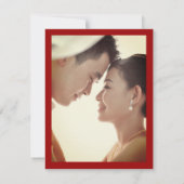 四角形ダブル幸せ中国の写真結婚のT サンキューカード (裏面)