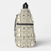 四角形パターンのニュートラルベージュ スリングバッグ (正面)