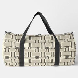 四角形パターンのニュートラルベージュ ダッフルバッグ