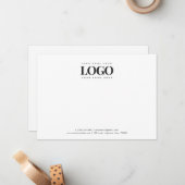 四角形ビジネスロゴ会社の白カスタム色 ノートカード (正面/裏面インサイチュ)