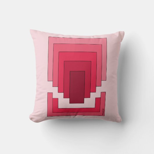 四角形抽象芸術（赤） クッション (正面)