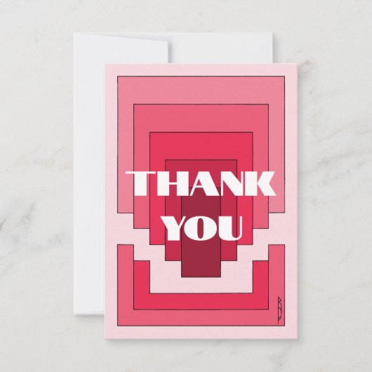 四角形抽象芸術（赤） サンキューカード (正面)
