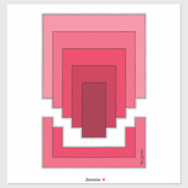 四角形抽象芸術（赤） シール