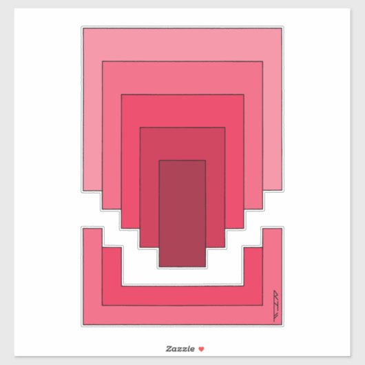 四角形抽象芸術(赤) シール (シート)