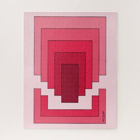 四角形抽象芸術（赤） ジグソーパズル (縦)