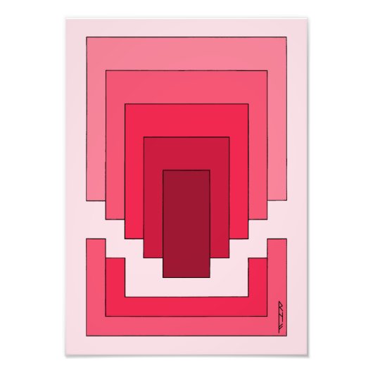 四角形抽象芸術（赤） フォトプリント            (正面)