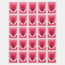 四角形抽象芸術（赤） フリースブランケット