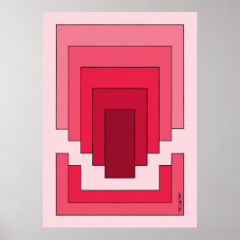 四角形抽象芸術（赤） ポスター
