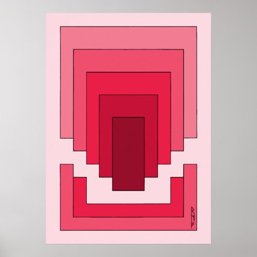 四角形抽象芸術(赤) ポスター (正面)