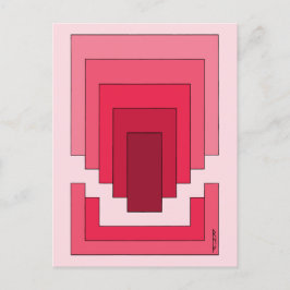 四角形抽象芸術（赤） ポストカード
