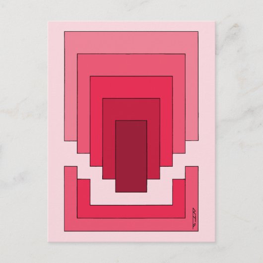 四角形抽象芸術（赤） ポストカード (正面)