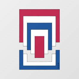 四角形抽象芸術(赤、白、青) ウィンドウサイン