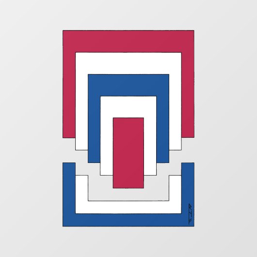 四角形抽象芸術（赤、白、青） ウィンドウサイン (シート)