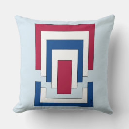 四角形抽象芸術（赤、白、青） クッション