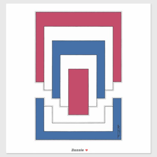 四角形抽象芸術（赤、白、青） シール (シート)