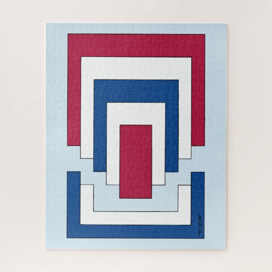 四角形抽象芸術（赤、白、青） ジグソーパズル (縦)