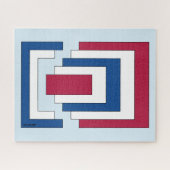 四角形抽象芸術（赤、白、青） ジグソーパズル (横)