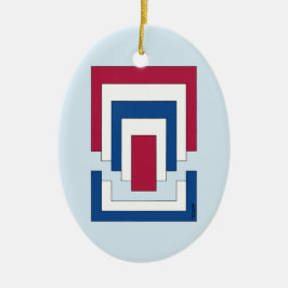 四角形抽象芸術（赤、白、青） セラミックオーナメント