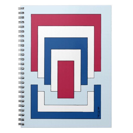 四角形抽象芸術（赤、白、青） ノートブック (正面)