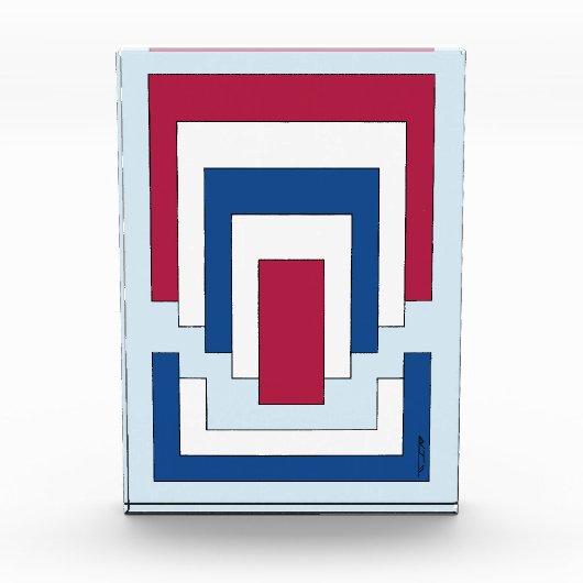 四角形抽象芸術（赤、白、青） フォトブロック (正面)