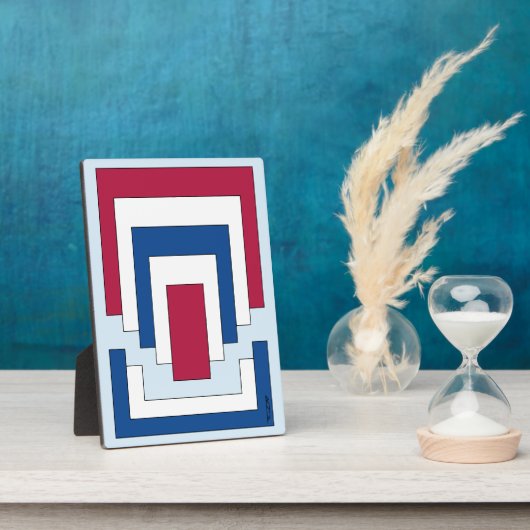 四角形抽象芸術（赤、白、青） フォトプラーク (側面)