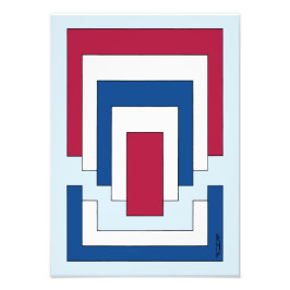 四角形抽象芸術（赤、白、青） フォトプリント           