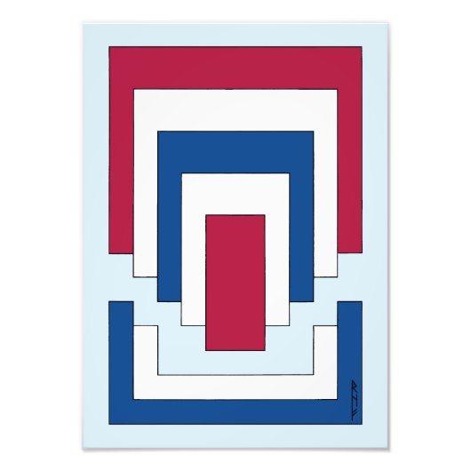 四角形抽象芸術（赤、白、青） フォトプリント            (正面)