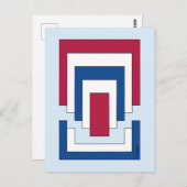 四角形抽象芸術（赤、白、青） ポストカード (正面/裏面)