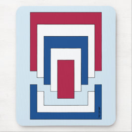 四角形抽象芸術（赤、白、青） マウスパッド