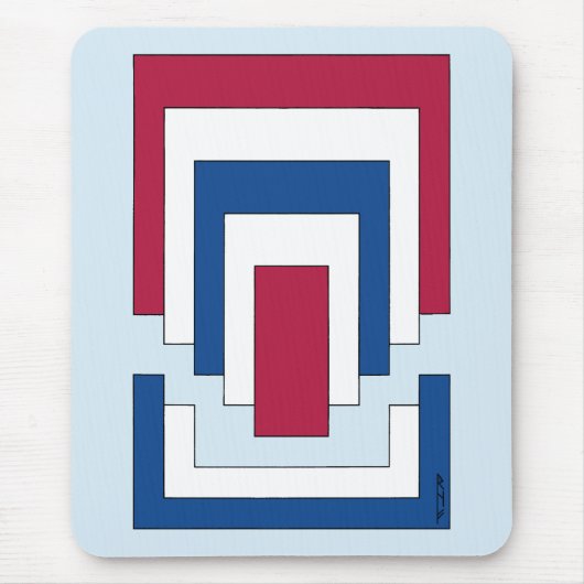 四角形抽象芸術（赤、白、青） マウスパッド (正面)