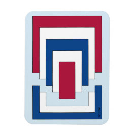 四角形抽象芸術（赤、白、青） マグネット