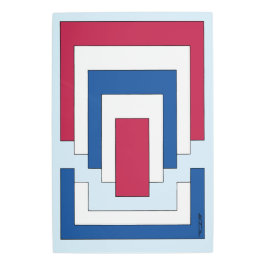 四角形抽象芸術（赤、白、青） メタルプリント