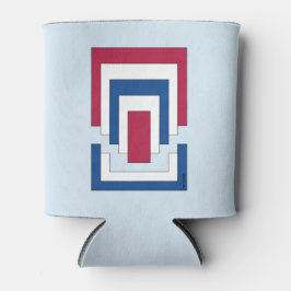 四角形抽象芸術（赤、白、青） 缶クーラー