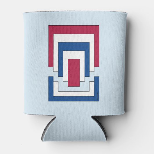 四角形抽象芸術（赤、白、青） 缶クーラー (正面)