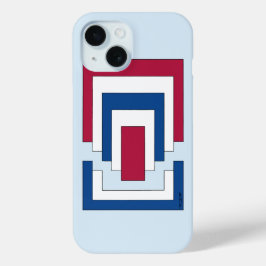 四角形抽象芸術（赤、白、青） iPhone 15ケース