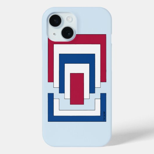 四角形抽象芸術（赤、白、青） Case-Mate iPhoneケース (裏面)
