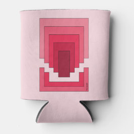 四角形抽象芸術（赤） 缶クーラー