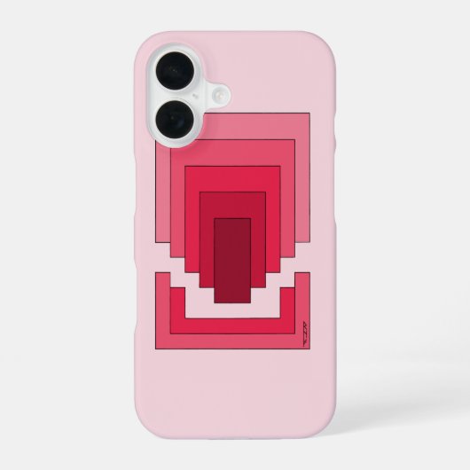 四角形抽象芸術（赤） iPhone 16ケース (裏面)