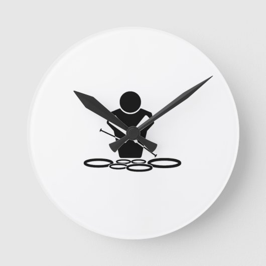 四角形-テノールドラム-トム ラウンド壁時計 (正面)