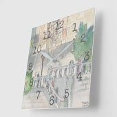 四角時計「水彩博物館」 スクエア壁時計 (傾斜)