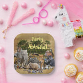 四角紙プレートパーティー動物 ペーパープレート (パーティー)