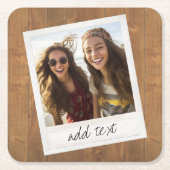 四角素朴額写真付き木材 スクエアペーパーコースター (正面)