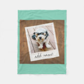 四角素朴額写真付き木材 フリースブランケット (正面)